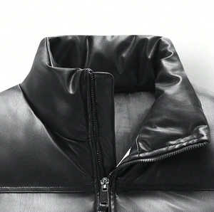 Men's Black PU <b>Leather</b> <b>Vest</b> Stand Collar Zipper Closure Windproof Winter Casual Outer Wear Zipro Industries Customized 2026 Best - Product Image 3