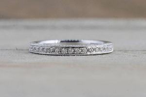 Half Eternity Band Round Cut Moissanite <b>Ring</b> Original 925 Sterling Silver <b>Statement</b> Wedding Band <b>for</b> <b>Womens</b> Fine Promise Gift - Product Image 3