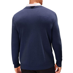 <b>Men's</b> dark Blue <b>V</b>-<b>Neck</b> Cable Knit Wool Pullover Regular Fit Casual <b>Sweater</b> Autumn Style Anti-Pilling Knitted <b>Sweater</b> Best trendy - Product Image 2