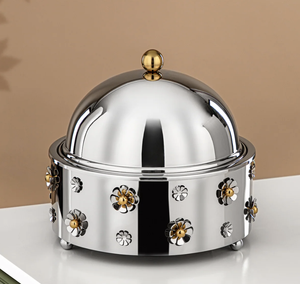 New Arrival Looking Metal Hotpot with Hammered Silver Lid Kitchenware Utensils Food Serving Dish Insulated <b>Pot</b> at Lowest Price - Product Image 2