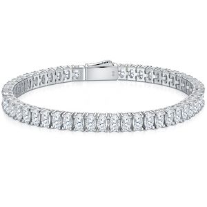 Moissanite Oval Sterling Silver Prong Set Tennis Bracelet GRA Certified Unisex Sparkling Wedding & Anniversary <b>Gift</b> - Product Image 1