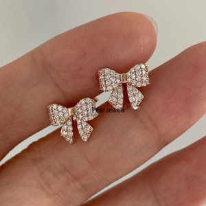 Pendientes de Plata de Ley 925 con Baño de Rodio, Adornados con Moissanita VVS de Corte Brillante Redondo, para Mujer, Uso Diario - Product Image 3