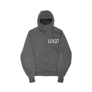 เสื้อฮู้ดซิปโอเวอร์ไซส์ผู้ชาย OEM 2026 สีพื้น ผ้าฝ้ายฟลีซ ระบายอากาศได้ดี สไตล์ลำลอง สตรีทแวร์ มีกระเป๋าหน้า ดีไซน์โลโก้ - Product Image 2