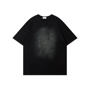 T-shirt en coton noir surdimensionné pour homme, couleur unie, décontracté, à manches courtes, tricoté, teint uni, pour l'été - Product Image 1
