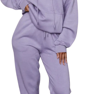 Women Winter Solid Full <b>Zip</b> Hoodie Tracksuit Set Drawstring Hood <b>Jogger</b> Trousers Elastic Waist <b>Pockets</b> Casual Two Piece Outfit - Product Image 5