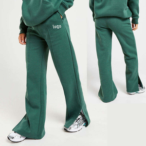 กางเกงวอร์มขาบานผ้าฝ้ายฟลีซดีไซน์ใหม่สั่งทำได้ พร้อมโลโก้สั่งทำ สายรัดเอว กางเกงจ็อกเกอร์ขาบานชายผ่า - Product Image 3