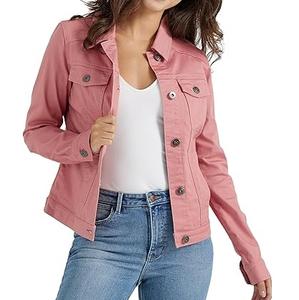 แจ็คเก็ตยีนส์สตรีทแวร์สำหรับฤดูหนาว สีชมพูเรียบ ติดกระดุม ทรงครอป เสื้อคลุมยีนส์สำหรับงานปาร์ตี้ สไตล์เซ็กซี่ - Product Image 1