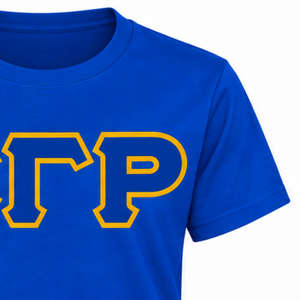 T-shirt bleu royal Sigma Gamma Rho avec imprimé lettres grecques dorées, manches courtes, col rond, vêtement de sororité, haut décontracté classique - Product Image 5
