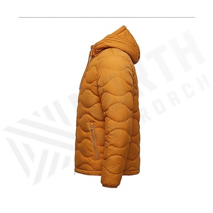 Hooded Quilted Waterproof <b>Bubble</b> Jacket Black Full Sleeve Winter Windproof Cotton Shell Knitted Fabric Polyester Filling Stand - Product Image 3
