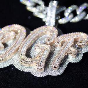 Pendentif Hip Hop personnalisé pour homme en argent 925 plaqué or, avec diamant de laboratoire et lettre de luxe, le plus vendu - Product Image 4