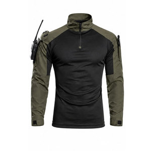 Camisa de Manga Larga para Hombre, Color Verde Oliva y Negro, Cuello Alto, Secado Rápido, Corte Ajustado, Estilo Workwear - Product Image 2