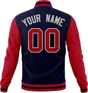 Chaquetas de Béisbol Personalizadas al por Mayor, Uniformes Universitarios de Algodón Premium Bordados con Nombre y Número Impresos Digitalmente, Chaquetas para Hombre - Product Image 3