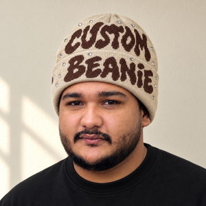 Bonnet pliable avec grandes lettres tricotées et détails en strass, unisexe, hiver, streetwear décontracté, personnalisable OEM ODM - Product Image 3