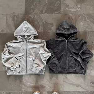 Custom Design Winter Zip-up Oversized Fleece <b>Sweatshirt</b> Hip Hop Style Streetwear Hoodie for Men Women Rhinestone Crystal <b>Work</b> - Product Image 6
