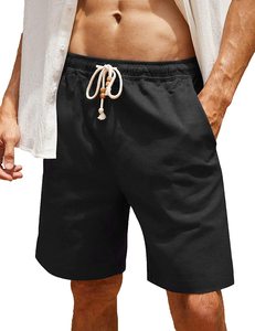 Shorts Bermuda Homme Gris Clair Uni Taille Mi-Haute avec Cordon de Serrage Style Décontracté en Tissu Oxford Respirant - Product Image 2