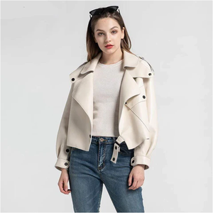 Women's Winter Casual Long Sleeve Cotton Bomber Motorcycle Jacket <b>with</b> Customizable Design Anti-Wrinkle & Breathable Features - Product Image 1