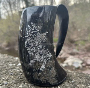 Taza Vikinga Personalizada de Cuerno de Búfalo Real con Acabado Pulido, Regalo Nórdico Único de la India - Product Image 2