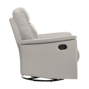 Moderna Poltrona Reclinabile Girevole in Pelle Color Argento con Movimento Glider, Comoda per Arredamento Soggiorno - Product Image 5