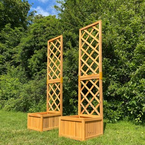 Wooden Raised Garden Bed for Outdoor Garden with Grill <b>Planter</b> Box Trellis for <b>Vegetables</b> and Flowers Balcony made in Vietnam - Product Image 2