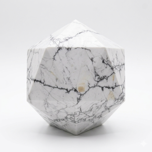 Cubo de whisky de piedra tallada en icosaedro de howlita blanca de alta calidad, piedra natural, cristal curativo de reiki, piedra preciosa. - Product Image 5