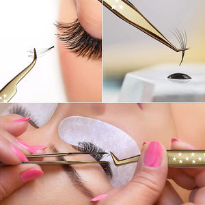Pinces à épiler courbées personnalisées pour extensions de cils, couleur or, acier inoxydable, pinces à faux cils pour la beauté - Product Image 4
