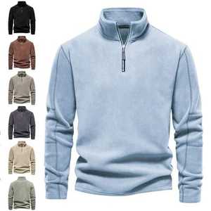 Sudadera polar con cremallera de un cuarto para hombre – Sudadera térmica ligera con cuello alto para uso casual y al aire libre - Product Image 1