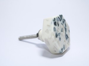Bela Artisan Modern Hexagonal Terrazzo Cabinet <b>Knobs</b> Stone Inlay Resin <b>Furniture</b> Pulls Decorative Geometric Drawer <b>Handles</b> - Product Image 2