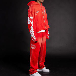 Conjunto de Sudadera con Capucha y Pantalones Deportivos de Estilo Urbano, Vintage, Lavado, con Logotipo Bordado Personalizado para Hombre - Product Image 2