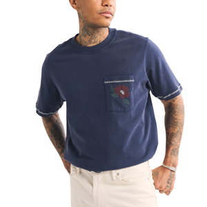 2026 Custom Embroidered <b>Pocket</b> <b>T</b> <b>Shirt</b> Men Premium Cotton Crew Neck Vintage Streetwear Tee Custom Logo - Product Image 3