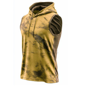 Outdoor Fitness Running <b>Men</b> <b>Sleeveless</b> Hoodie Cotton Blended Material With Hooded Style And Modern Look - Product Image 3
