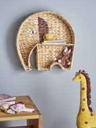 Estante infantil de jacinto de agua de alta calidad con forma de elefante, decoración de pared de mimbre natural para habitación infantil, adorable almacenamiento y exhibición para guardería. - Product Image 5