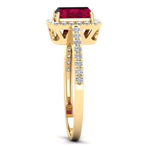 Anillos REYES con Halo de Diamantes y Granate en Oro Sólido de 14K, Precio al por Mayor, para Mujer, Joyería Fina de Alta Calidad, Regalo de Boda - Product Image 3