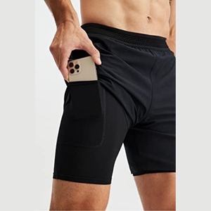 Shorts amples et larges pour hommes, taille haute, en tissu épais, avec logo brodé personnalisé, vente en gros, collection été - Product Image 2