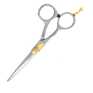 Ciseaux à cheveux en acier inoxydable de haute qualité, ciseaux de salon, lames droites, vis dorée, manche argenté pour la coupe de cheveux - Product Image 4