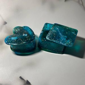 กล่องใส่เครื่องประดับเรซิ่น TIMELESS CRAFT รุ่น Blue Ocean Galaxy ทำด้วยมือ รูปทรงตามสั่ง กล่องเก็บเครื่องประดับอีพ็อกซี่เรซิ่น - Product Image 6