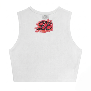 Camiseta Corta de Algodón y Elastano con Tejido de Canalé para Mujer, 250 GSM, Blanca, Sin Mangas, con Logotipo Personalizado Impreso por Transferencia Térmica DTF, OEM ODM - Product Image 2