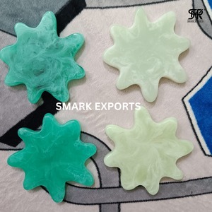 Luxury Resin Craft Abstract Bloom Coaster <b>Set</b> Handmade Glossy <b>Marble</b> Pattern Drink Coasters for <b>Coffee</b> <b>Tables</b> - Product Image 5