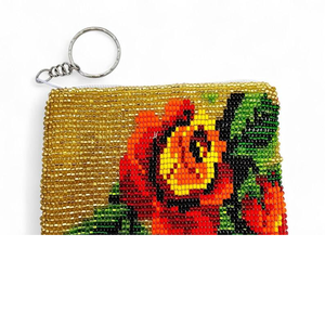 Pochette à monnaie de style ethnique en perles de rocaille avec broderie colorée, vente en gros de porte-monnaie brodé en perles de rocaille avec fermeture éclair - Product Image 3