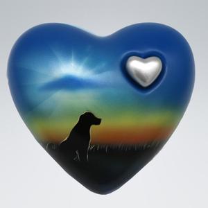 Urna Conmemorativa Azul con Estampado de Gato Plateado y Mini Corazón para Cenizas, Corazón para Cenizas Funerarias de Metal, Latón/Aluminio - Product Image 4
