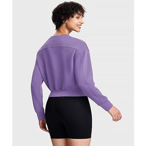 Sudadera de Algodón para Mujer, Personalizada, de Lujo, Manga Larga, Cuello Redondo, Hombros Caídos, Color Sólido, Cómoda, Informal, 360g, Otoño, Pakistán - Product Image 2