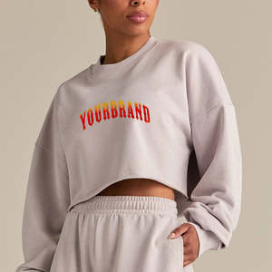 Sweat-shirts et pulls à capuche pour femmes, style court, couleur gris uni, manches longues, vêtements décontractés, best-sellers - Product Image 1