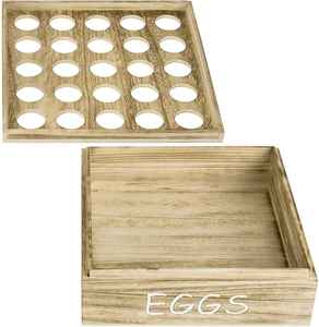 Caja de Almacenamiento de Huevos de Madera, Organizador de Huevos de Gran Capacidad con Múltiples Ranuras, Bandeja de Estilo Rústico para Encimera de Cocina - Product Image 2