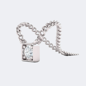 0.10CTW Round Brilliant <b>Frame</b>-Set Diamond Solitaire Necklace - Product Image 5