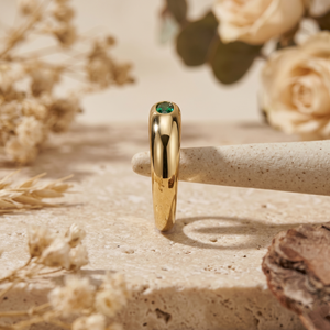 Anillo de Diamantes Ovalados de 0.50CT con Engaste de Bisel, Banda Gruesa Minimalista para Boda y Fiesta - Product Image 2