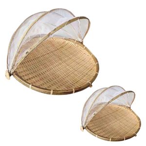 Premium Rustic Handmade Bamboo Tray with Mesh <b>Net</b> for Food Drying and <b>Kitchen</b> Organization - Product Image 1