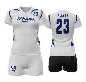 Venta al por mayor de uniformes de voleibol para niñas equipo personalizado Jersey y pantalones cortos transpirable tejido elástico ropa deportiva - Product Image 1