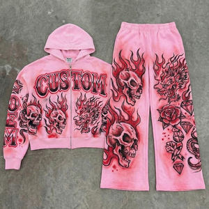 Nouveau sweat à capuche pour homme rose délavé à l'acide, imprimé numériquement, personnalisé OEM, coupe oversize, effet vieilli, coupe carrée, zippé, épais 400 GSM, style streetwear - Product Image 1
