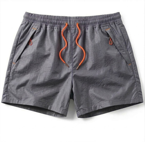 Shorts d'été pour hommes de qualité supérieure, tissu polyester respirant, shorts décontractés pour la gym et la course à pied, cordon de serrage, taille élastique tricotée à l'avant - Product Image 2