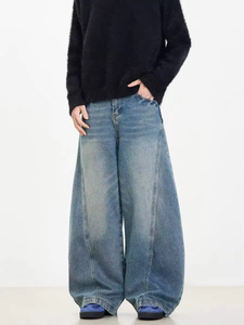 Jeans amples pour hommes, style rétro classique, coupe ample, hip-hop, vintage, streetwear, jambes larges, vente en gros - Product Image 4