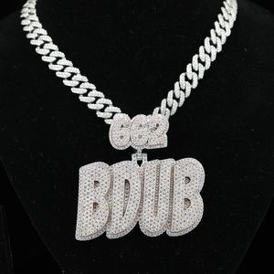 จี้ฮิปฮอปประดับเพชรโมอิสซาไนต์แบบตัวอักษร VVS เงินแท้ 925 ชุบทองคำขาวและโรสโกลด์สองสี ตัวเรือนแบบกรงเล็บสั่งทำพิเศษ ชุบทอง - Product Image 1